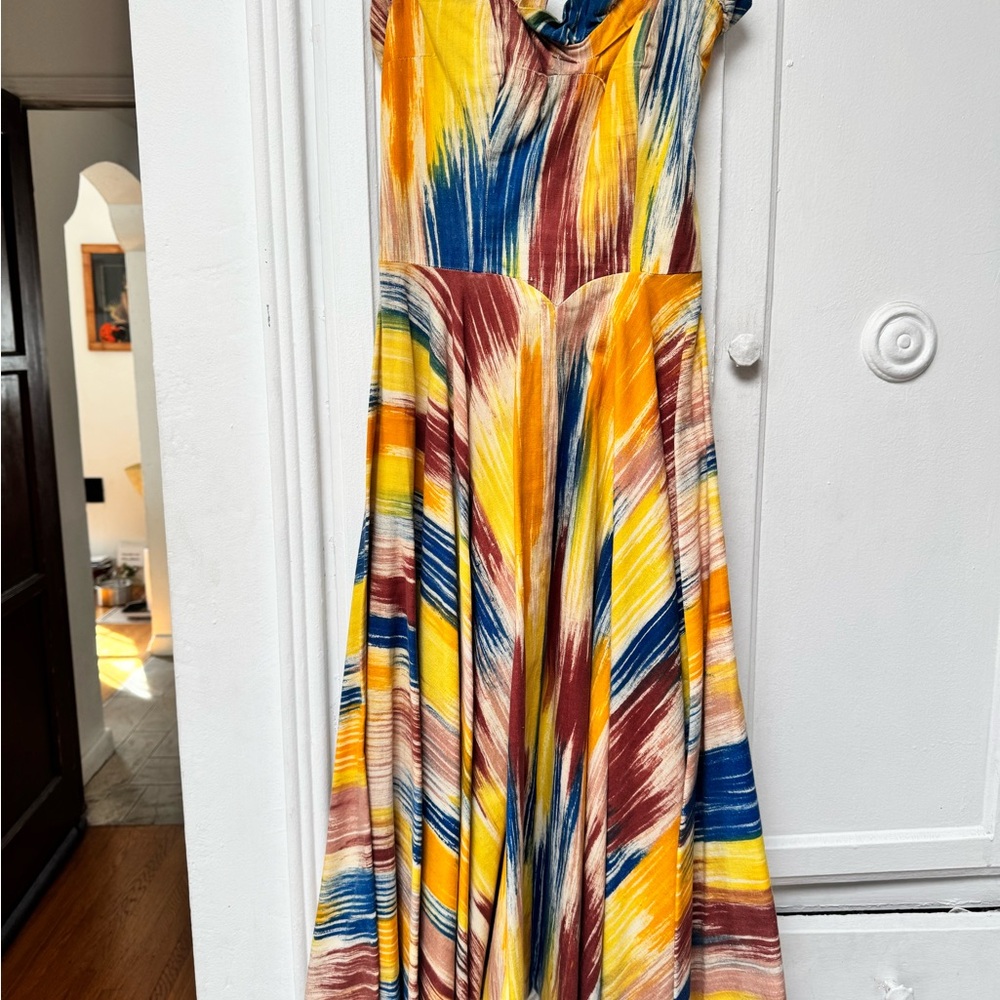 Vibrant 1940s Mexican hand painted dress
